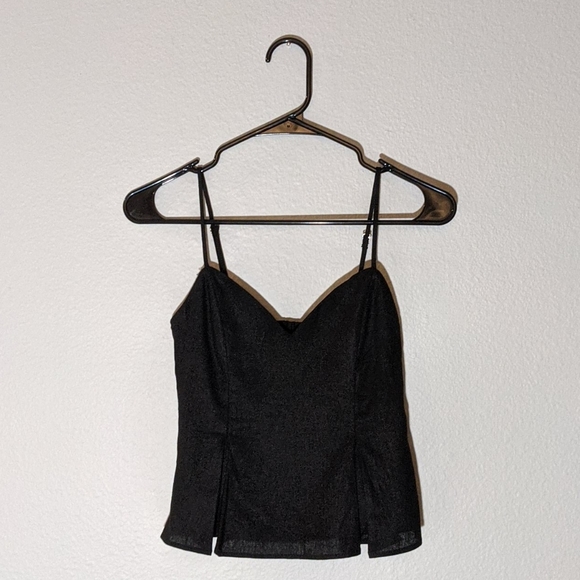 Zara Tops - Zara Black Linen Camisole w/ Pleats
